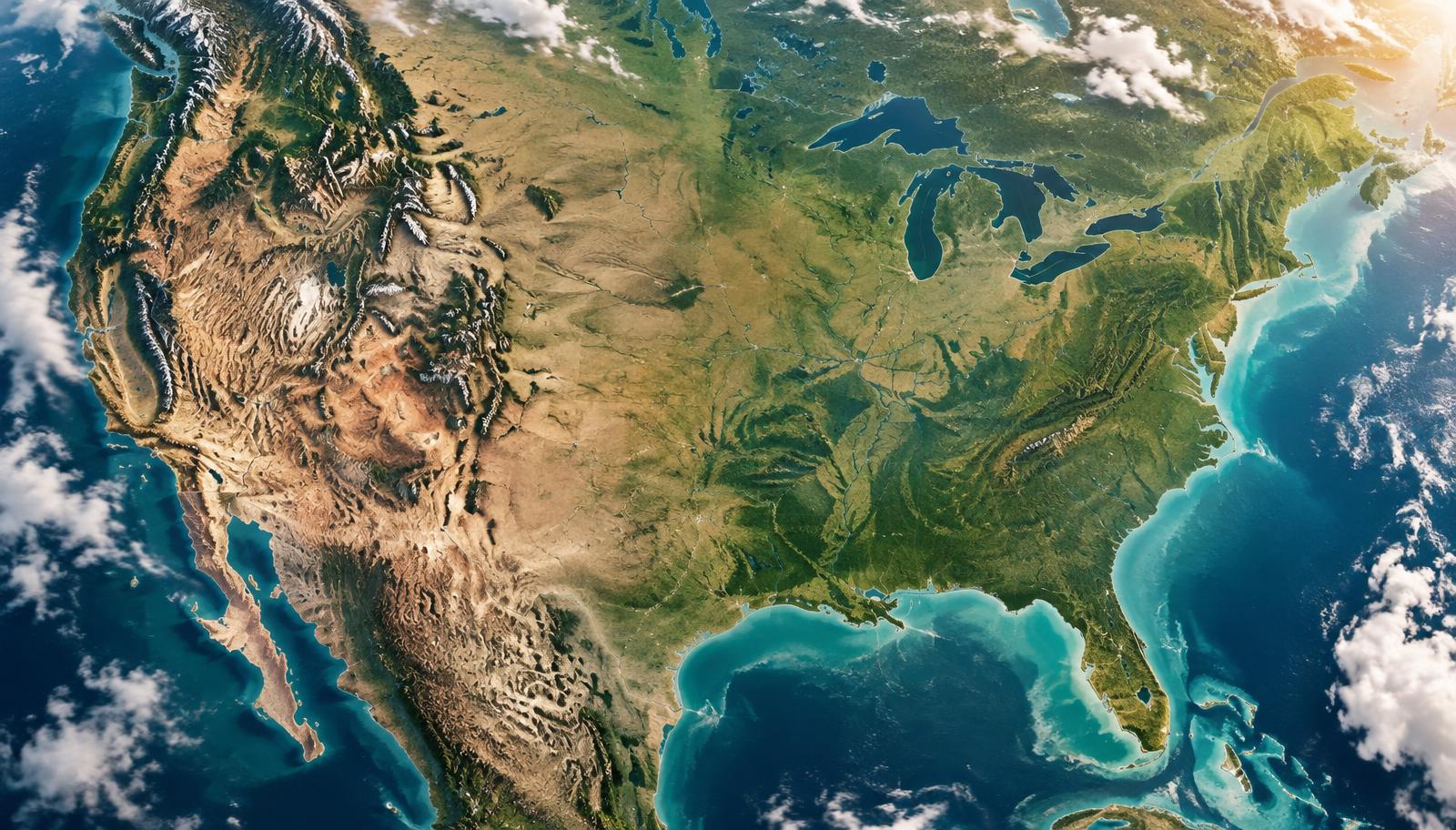 Aerial view of the United States representing nationwide home buying